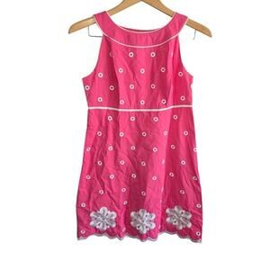 Lilly Pulitzer Pink Eyelet Dress Size 2 Scalloped Hem